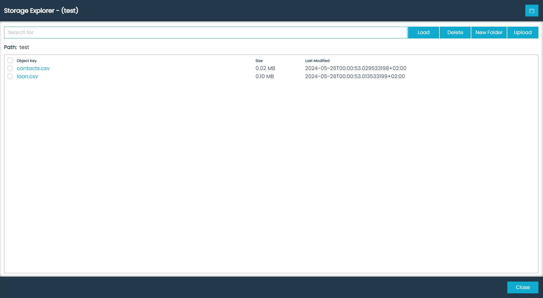 Block Storage Explorer Dialog
