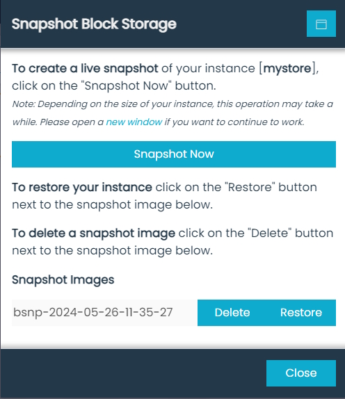 Snaphot Manager Dialog