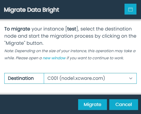 Migrate Data Bright Dialog