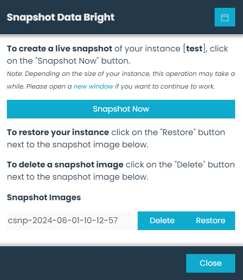 Snaphot Manager Dialog