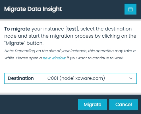 Migrate Data Insight Dialog