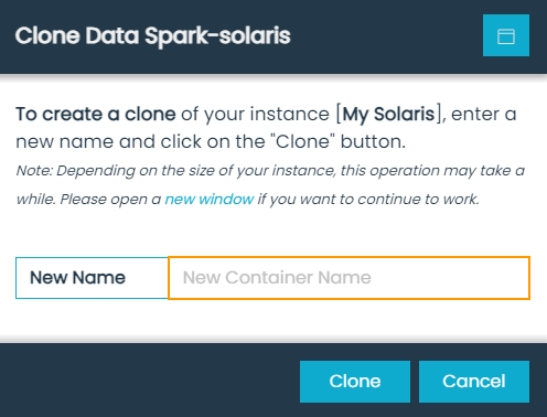 Clone Data Spark-solaris Dialog