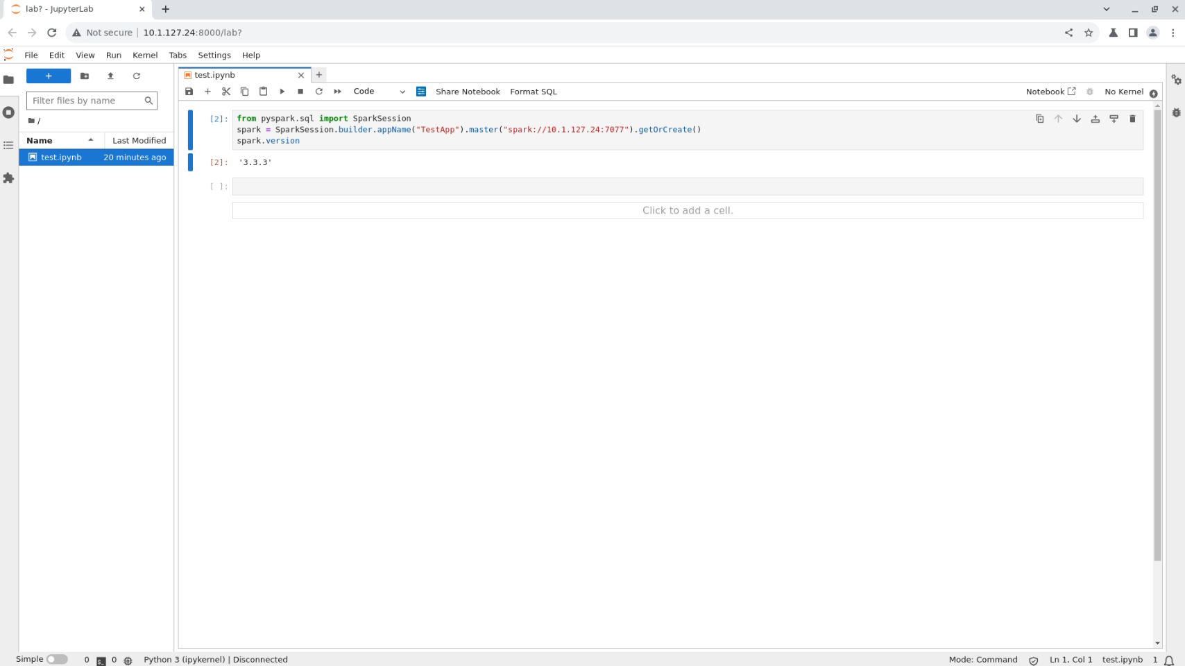 Data Spark-solaris Jupyter Lab Window