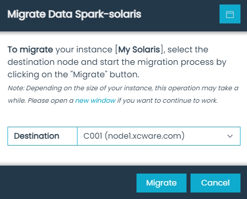 Migrate Data Spark-solaris Dialog
