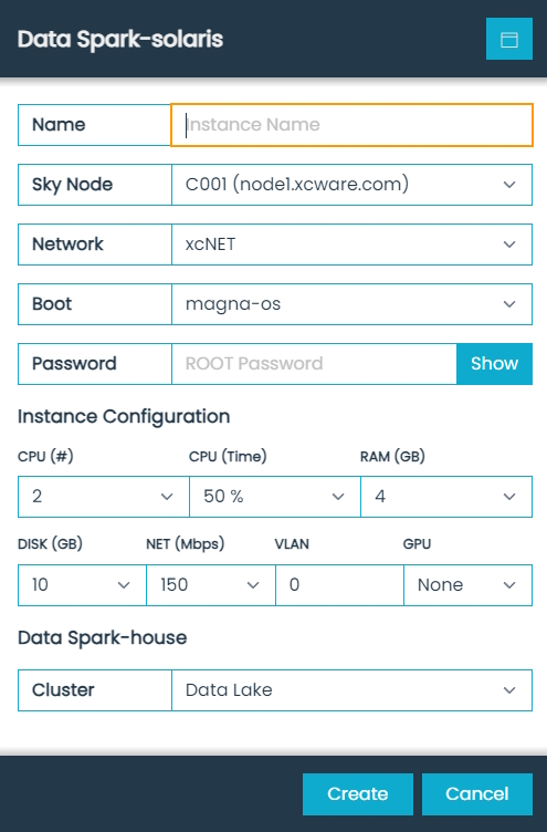 Data Spark-solaris Dialog