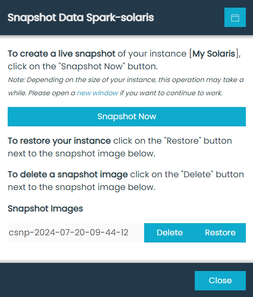 Snaphot Manager Dialog