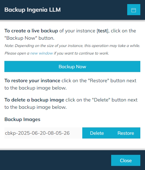 Backup Manager Dialog