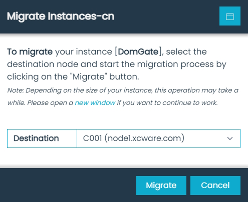 Migrate Instances-cn Dialog