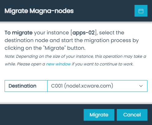Migrate Magna-nodes Dialog